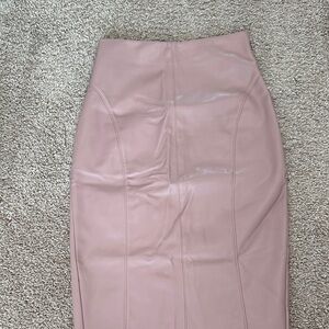 Faux Leather Elegant Pink Women's Skirt